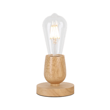 Metal and Light Wood Table Lamp