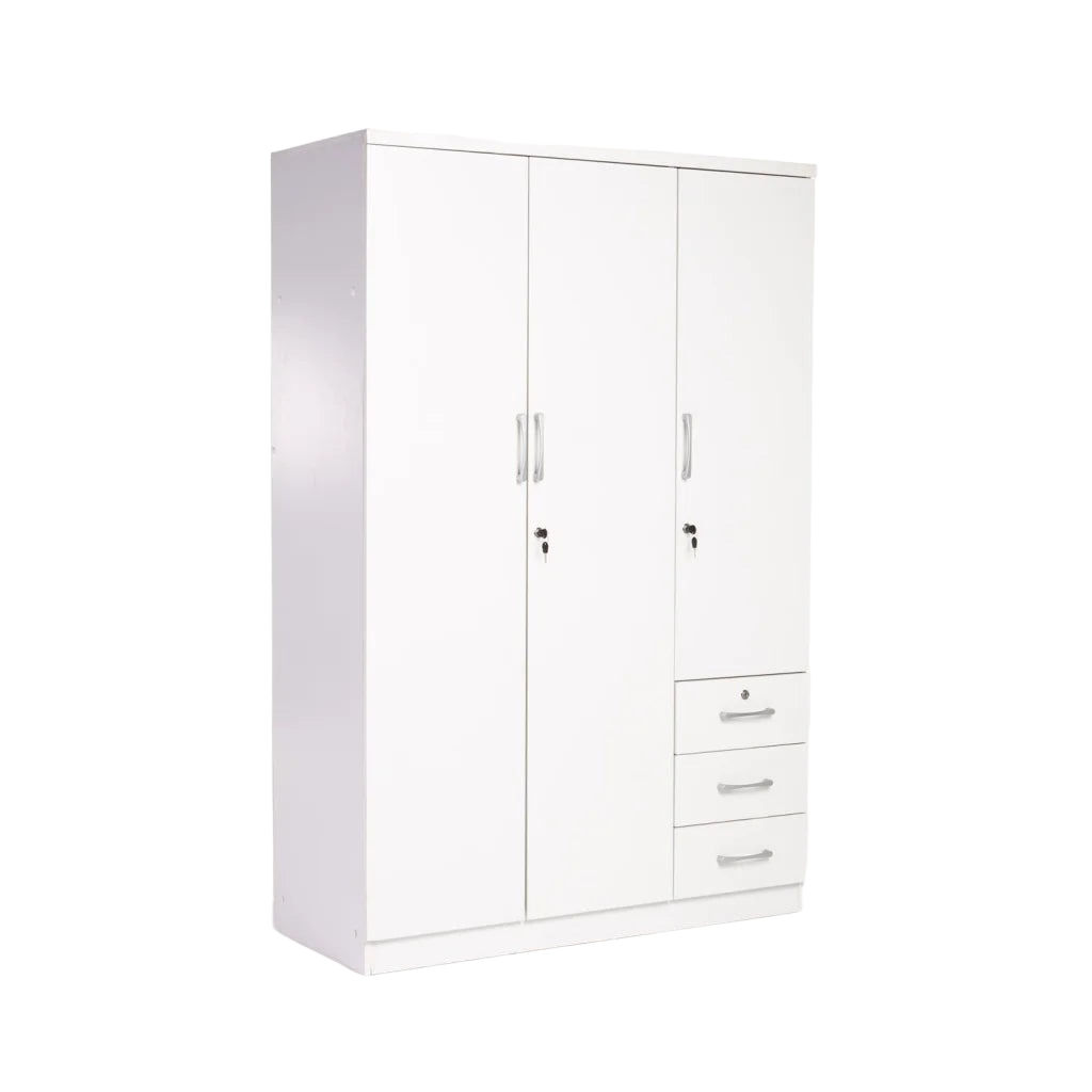 Vividitto - Flory 3 Door 3 Drawer Robe - White