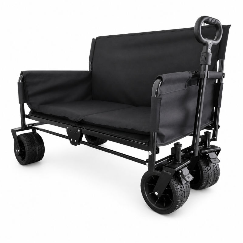 Collapsible Outdoor Utility Wagon with Seat – Black