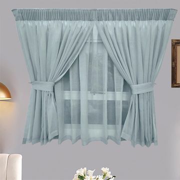 Matoc Designs Curtain -Café Double Layer -Mystic Voile -Duck Egg -Taped - 250cm W x 120cm H