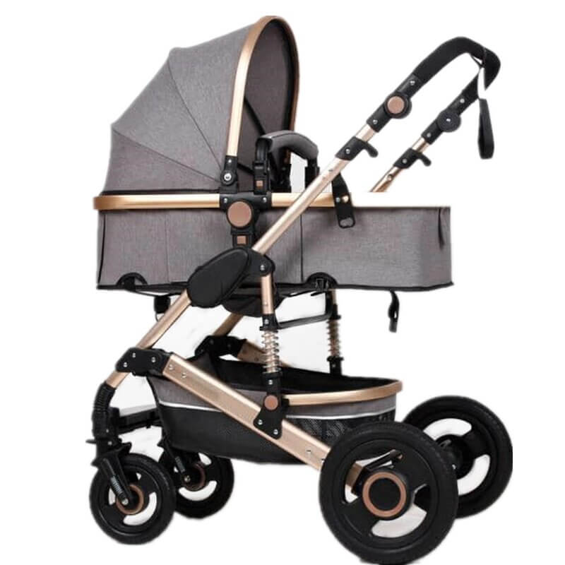 2 in 1 Foldable Pram Baby Stroller - Grey
