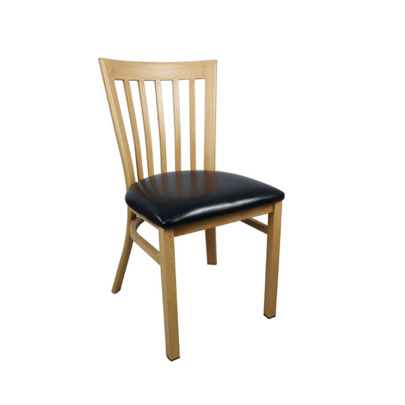 Vividitto - Metal Dining Chair Light Wood With Pu Leather Seat