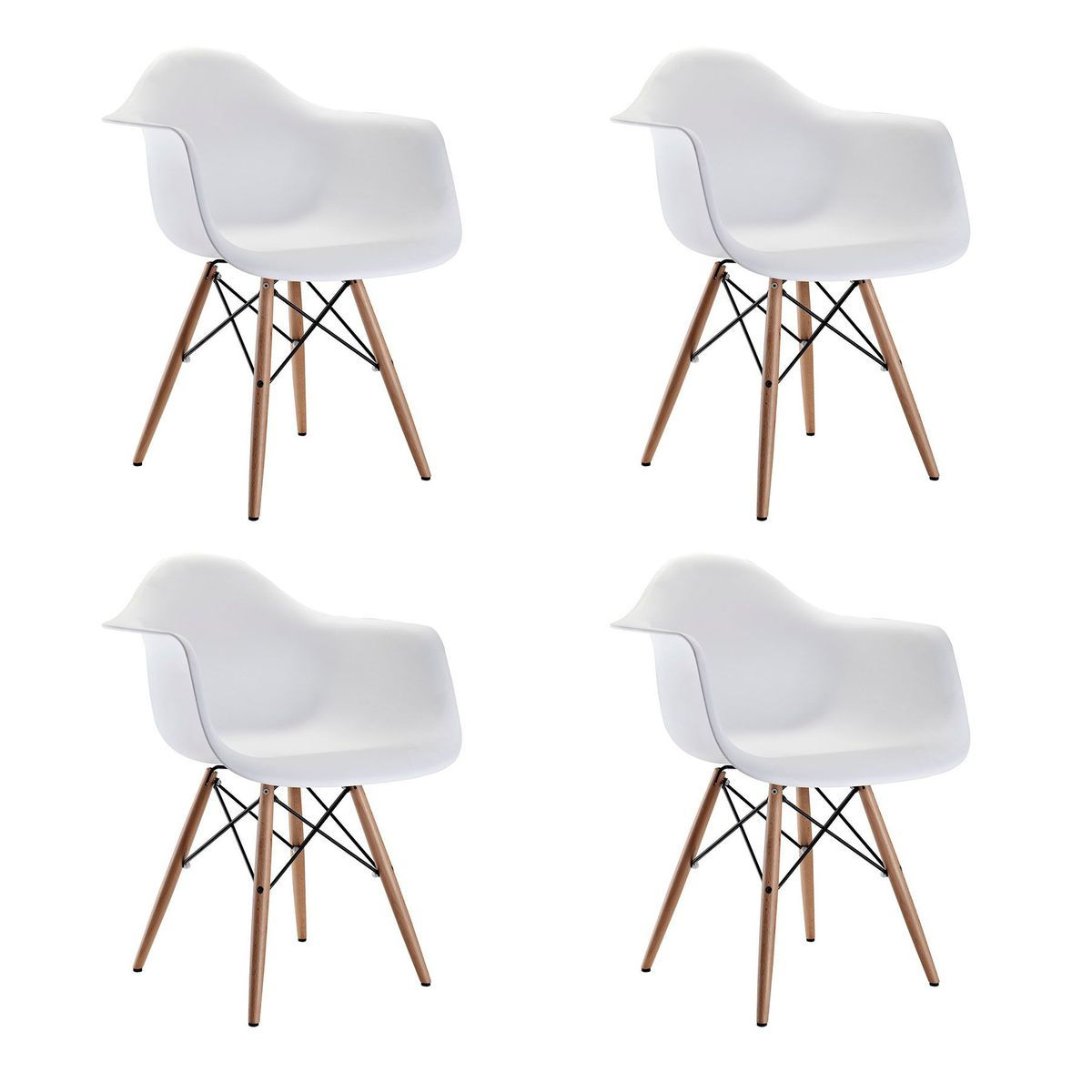 Modern Bucket Chairs For Living Or Dining Areas - White - 4 Pack