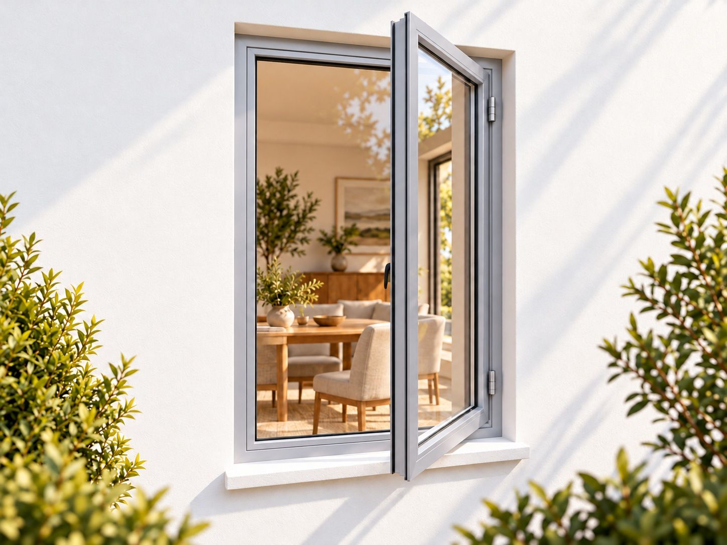 Kenzo Premium Side-Hung Aluminium Window - Silver, 600 1200 mm, Right Side Opener