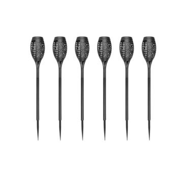 96 LED Solar Flickering Flame Torch Stake Lights set of 6