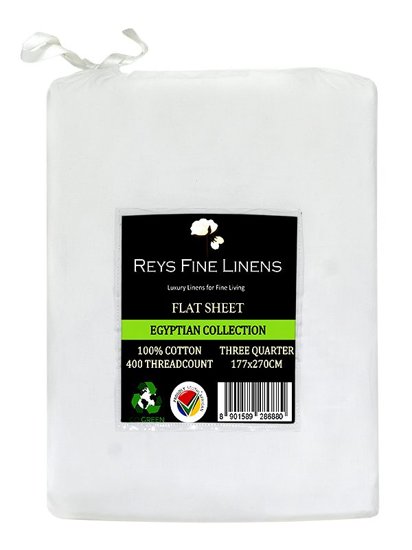 Rey's Fine Linen - Egyptian Collection - Flat Sheet-Optical White-Three Quaeter(30 Pc Pack)