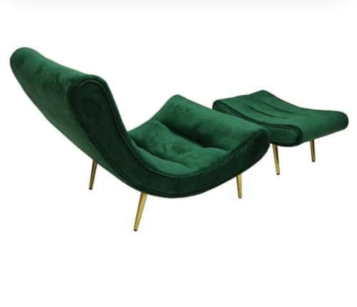 IG Furn- Velvet Relax Chair and Stool Green