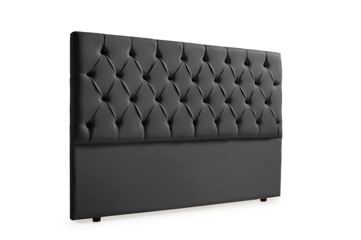 Bella Deep Buttoned Velvet Headboard - Black - Single