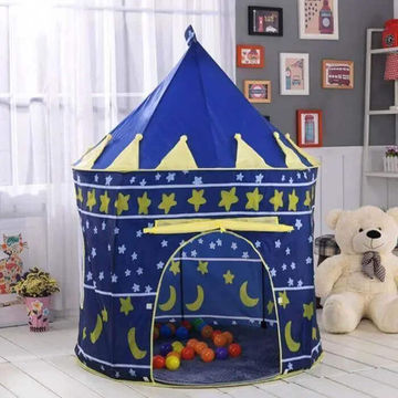 Kids Castle Cubby House Play Tent - Blue