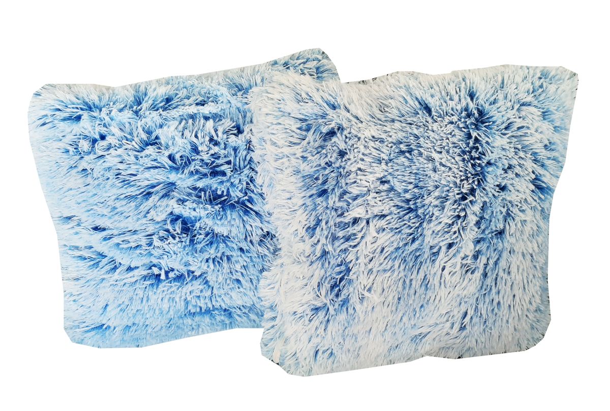 Soft Fluffy Scatter Cushions - Set of 2 - 40x40cm - Blue