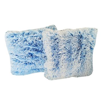 Soft Fluffy Scatter Cushions - Set of 2 - 40x40cm - Blue