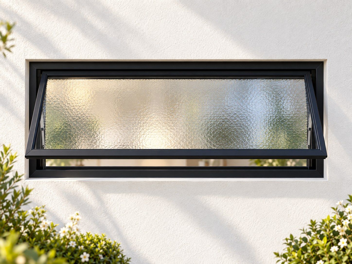 Kenzo Premium Top-Hung Aluminium Window - Black, 900 400 mm, Single Opener, Obscure Safety Glass