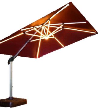 Cantilever Garden Umbrella with light (Burgundy and Khaki)