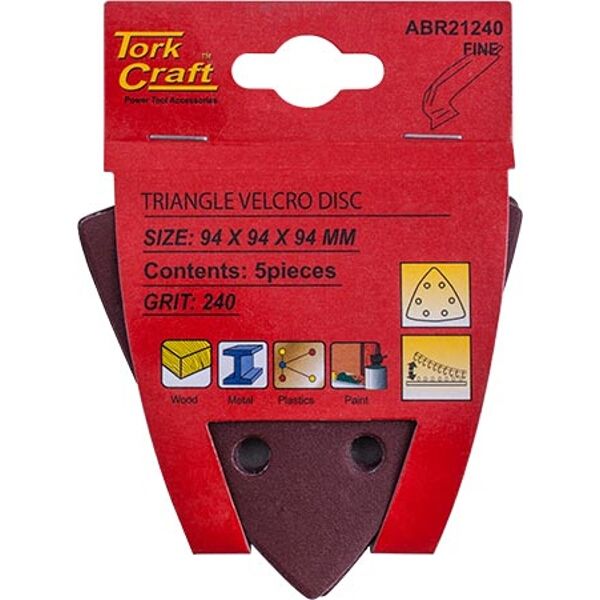 Sanding Triangle Sheet 240Grit 94x94x94mm 5 Piece - 10 Pack