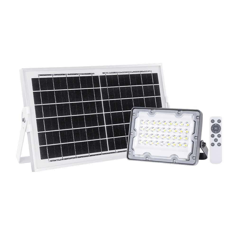 SOLAR 20W LED FLOODLIGHT 6W PV PAN 3.2V/5AH BAT & REMOTE