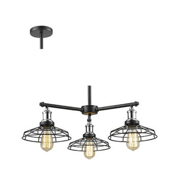 Black-Chrome - 3-light 230V Pendant Radiant Lighting