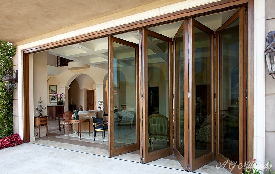 Kenzo - SFD3FG7RB - Aluminium Fold A-Side Door 2.1mx2.1m Bronze Open to Right Viewed From Outside