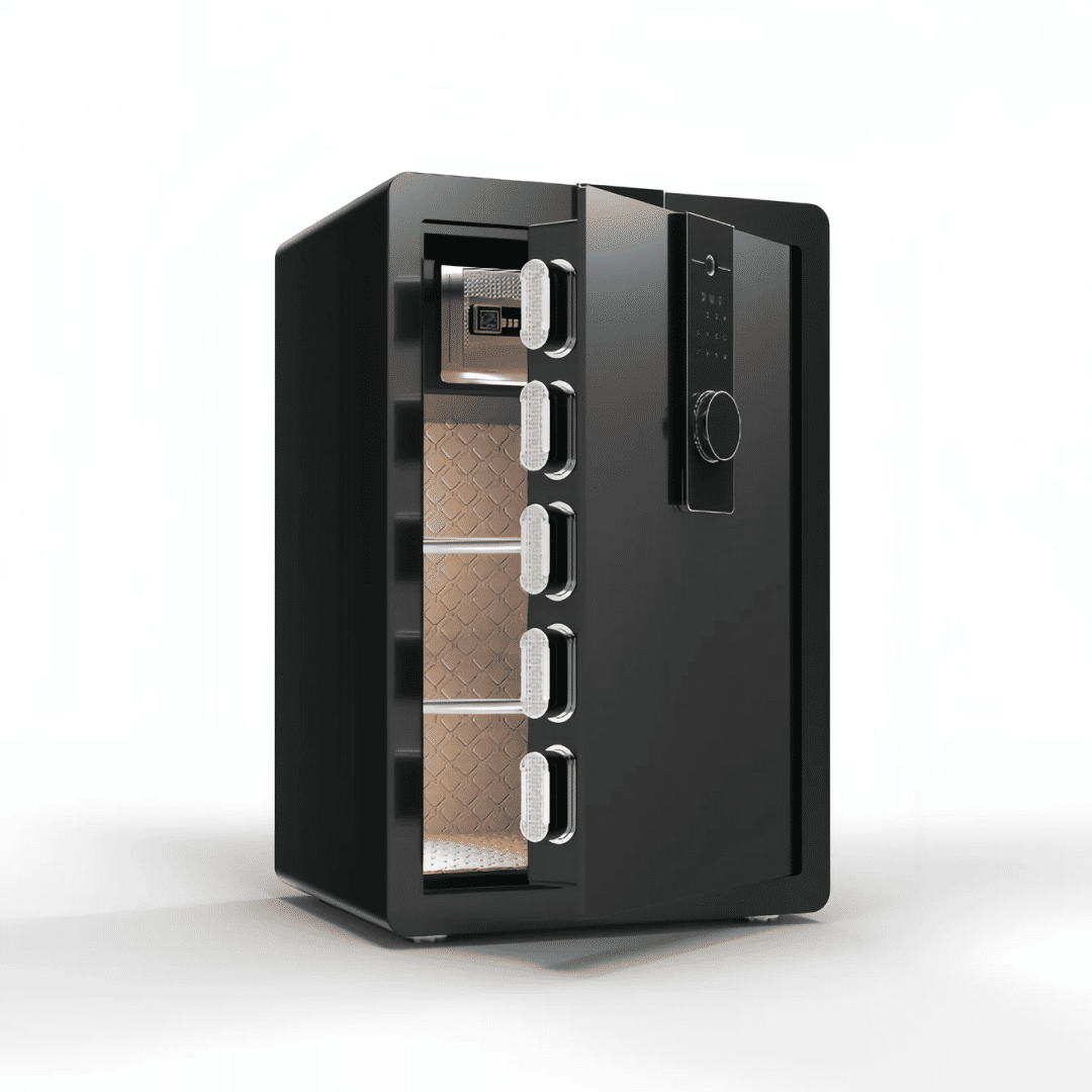 70cm High Biometric Fingerprint Safety Box Electronic Digital Safes - Vertical LCD Touch Screen - Matte Black
