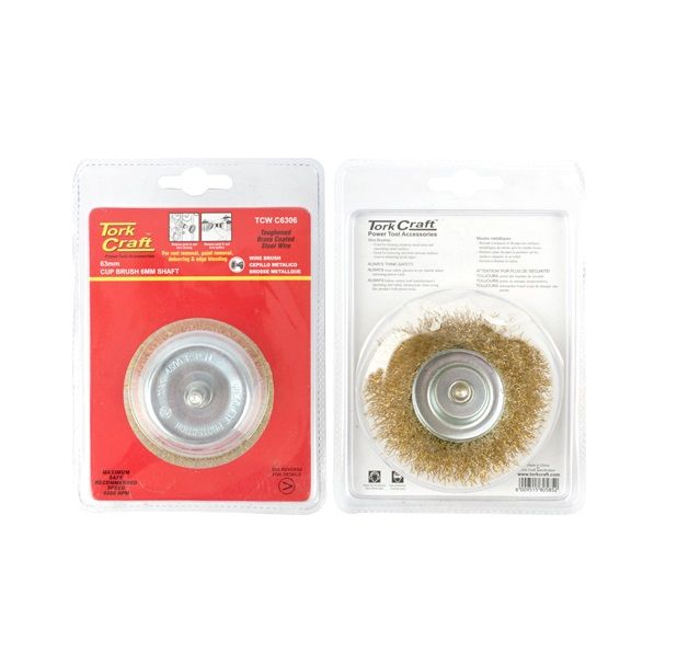 Tork Craft - Wire Cup Brush 63mm x 6mm Shaft Blister - 2 Pack
