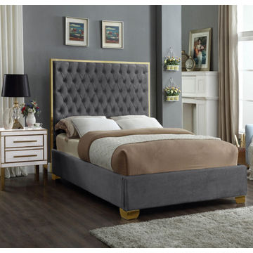 Lucasta Sleigh Bed Queen -Grey