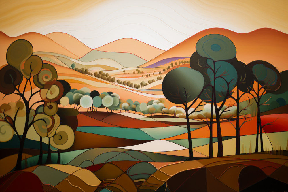 Canvas Wall Art - Abstract Shapes Warm Colors  - A1335 - [120 x 80 cm]