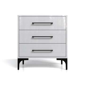 BAM! High Gloss Three Drawer Bedside Table - White