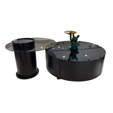 Solid Wood Paint Coffee Table with Tempered Glass Side Table Set