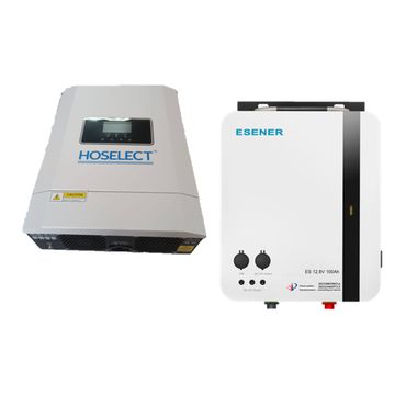 Hoselect 1.6kw 12v Hybrid Inverter plus ESENER 12.8V 100ah, 1.28kwh Multifunctional wall Mount Lithium Battery