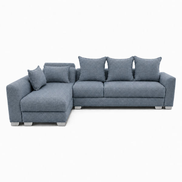 Remy L Shape Corner Sofa-Woven Fabric Blue