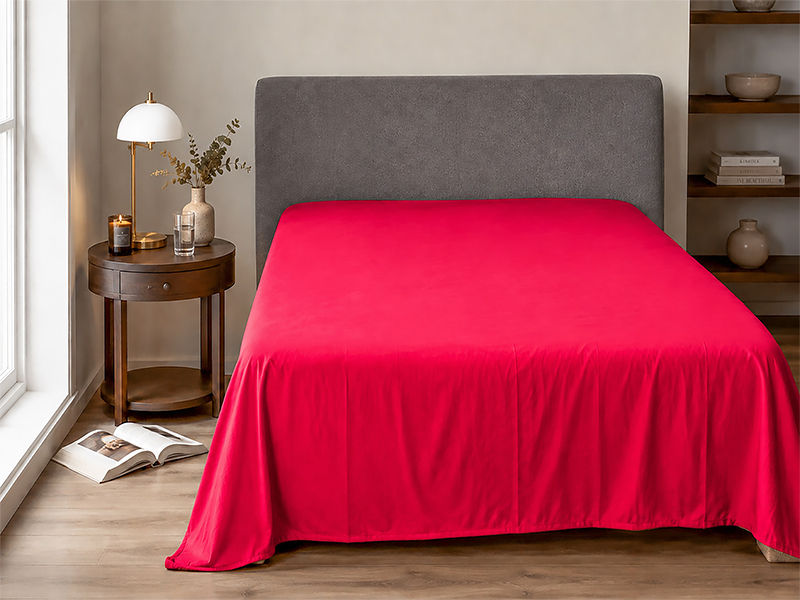 Everyday Collection Flat Sheet - 90GSM- True Red - Single XL (6pc)