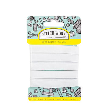 Haberdashery - Elastic - White - 10mm x 2m - 8 Pack
