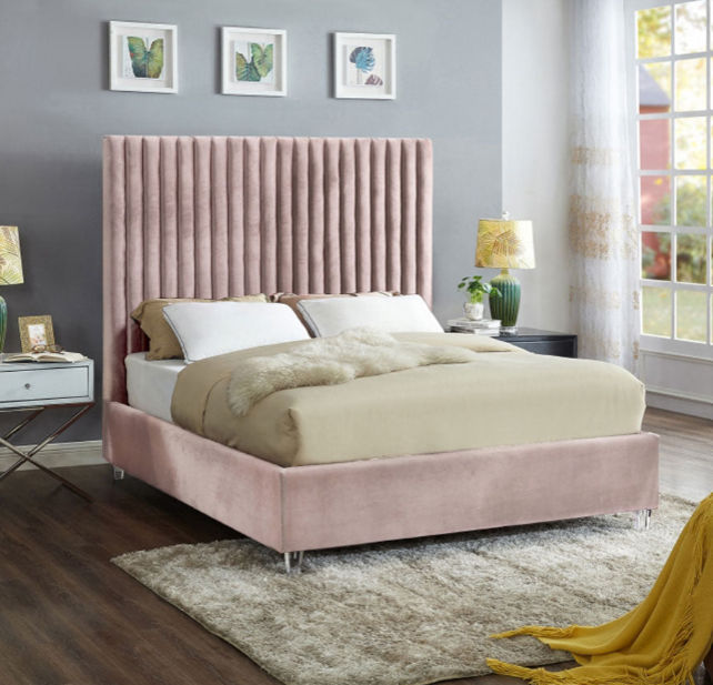Mendora Sleigh Bed Double -Pink