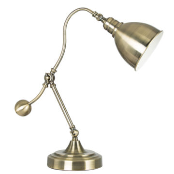 Antique Brass Table Lamp with White Shade