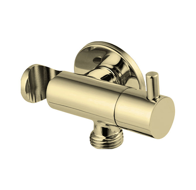 Devario Premio Angle Vavle Round With Bracket Brass -Brushed Gold