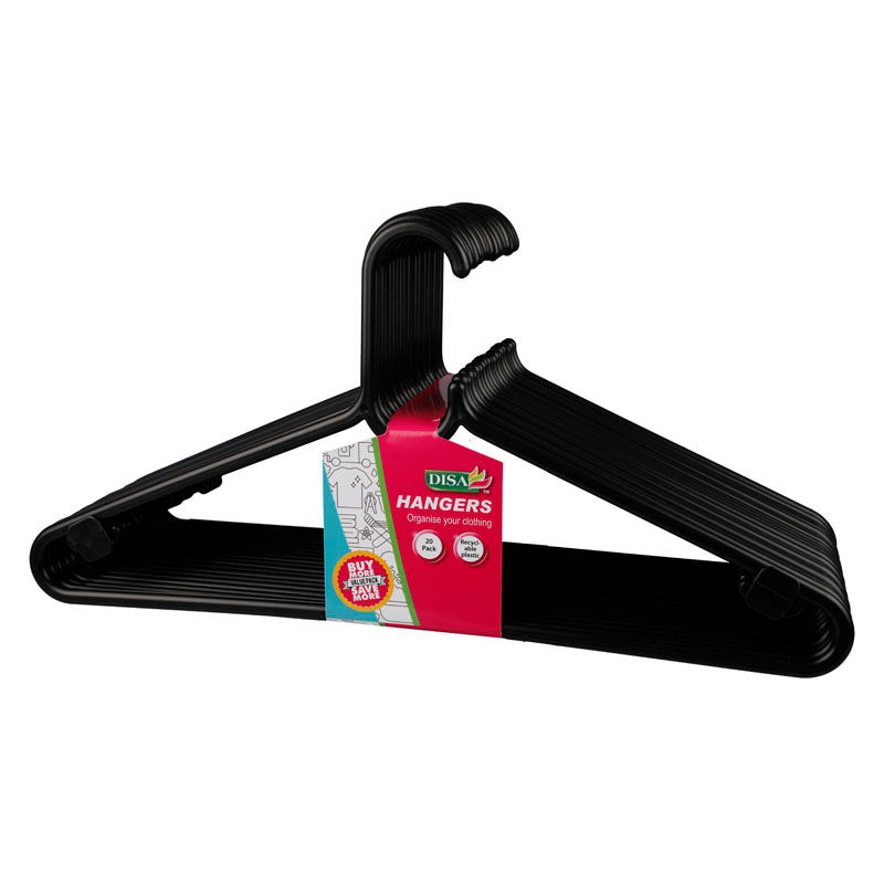 Clothes Hangers - BPA Free Plastic - Black - 20 Piece - 4 Pack