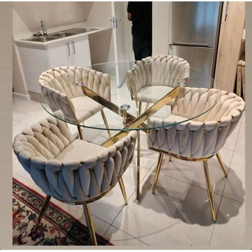 IG Furn - Opal 5pc Dining set with round glass table