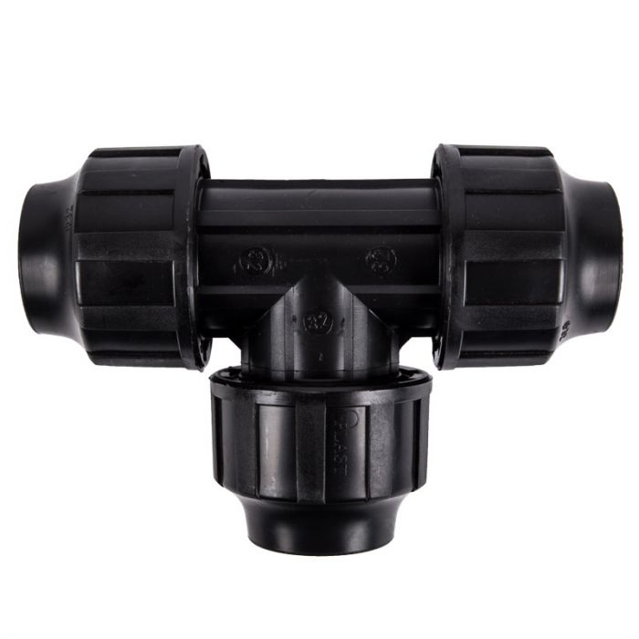 Compression Tee TN - Pipe Fittings - Black - 32mm - Bulk Pack of 5