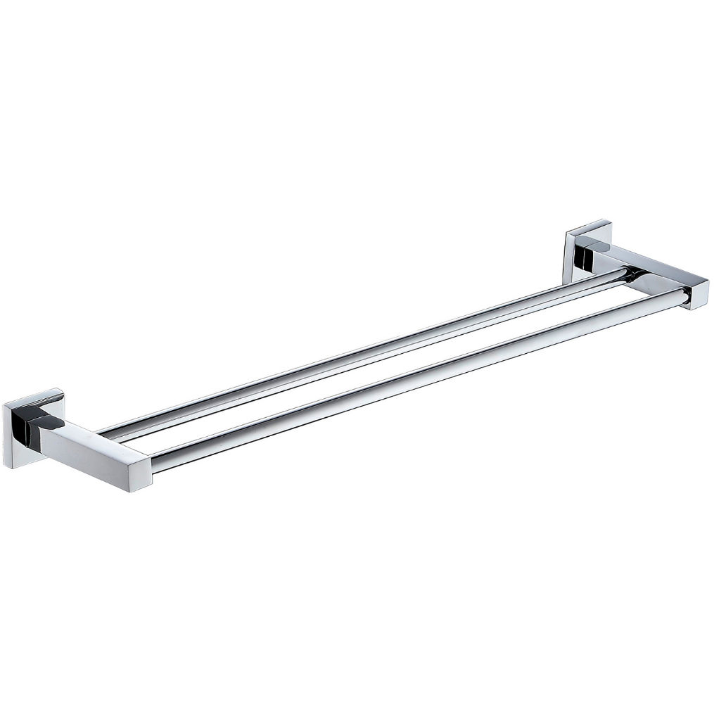 Double Towel Rail with Square Bracket in Chrome