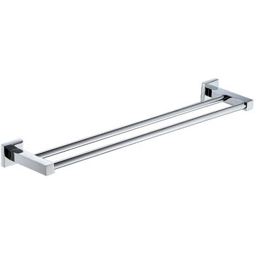 Double Towel Rail with Square Bracket in Chrome