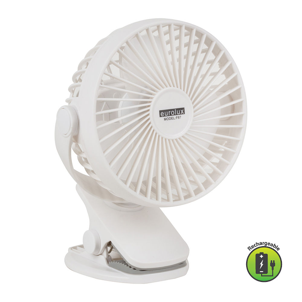 Rechargeable, Portable, USB Mini Clip-on Fan - 2 Pack