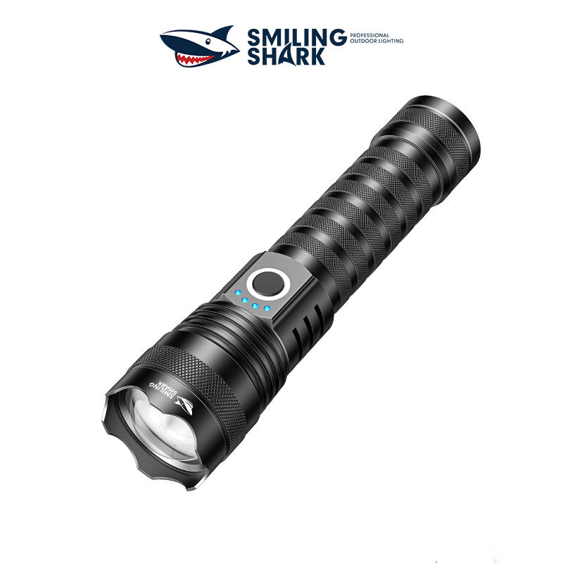 Smiling Shark SD-5395 LED Flashlight Super Bright M60 7000LM 4 Mode Type-c Rechargeable Torch Light Waterproof Zoomable