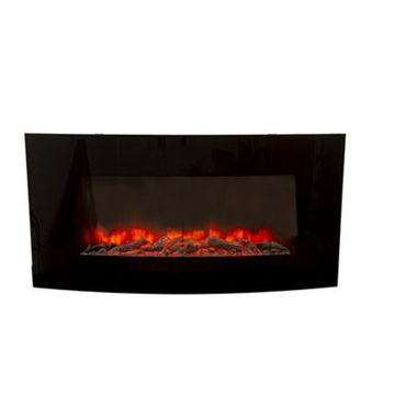 Fireplace Decorative Curved Glass Indoor with Coal