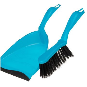 Blue Brush and Dustpan Set – Handy Cleaning Tool with Secure Elastic Band- 2 Pack