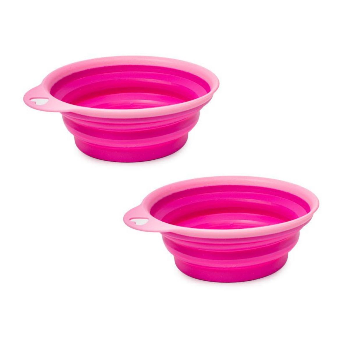 15CM Silicone Collapsible Feeding Bowls for Pets - Cat & Dog Bowl Set of 2 - Pink