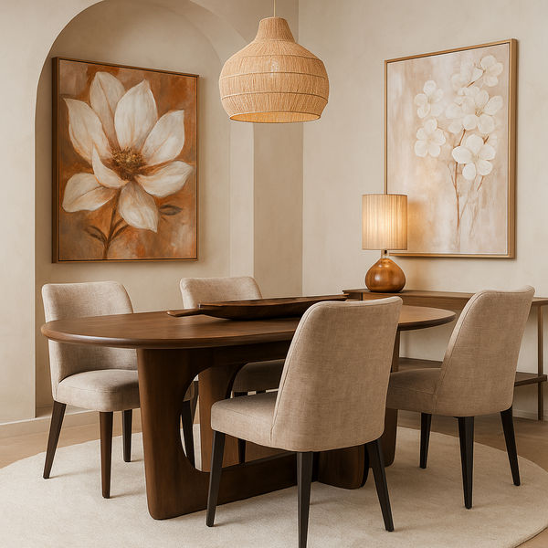 KC FURN - Noble Modern Organic Dining Set with 4 Chairs