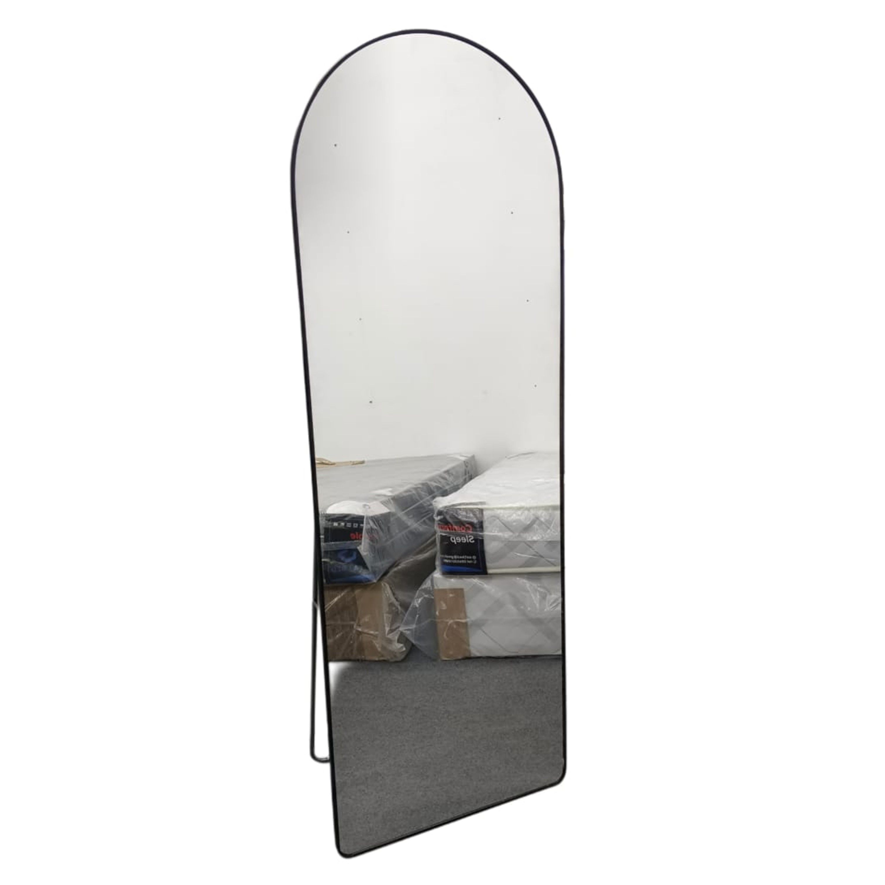 Full Body, Metal Arch Shaped Standing Mirror - Black Frame