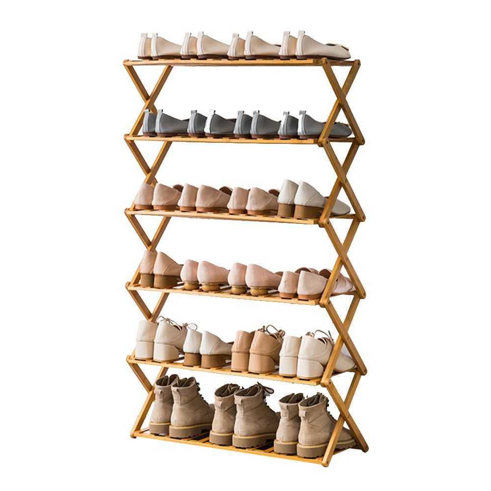 Multipurpose Folding Wooden Rack 6 Tier