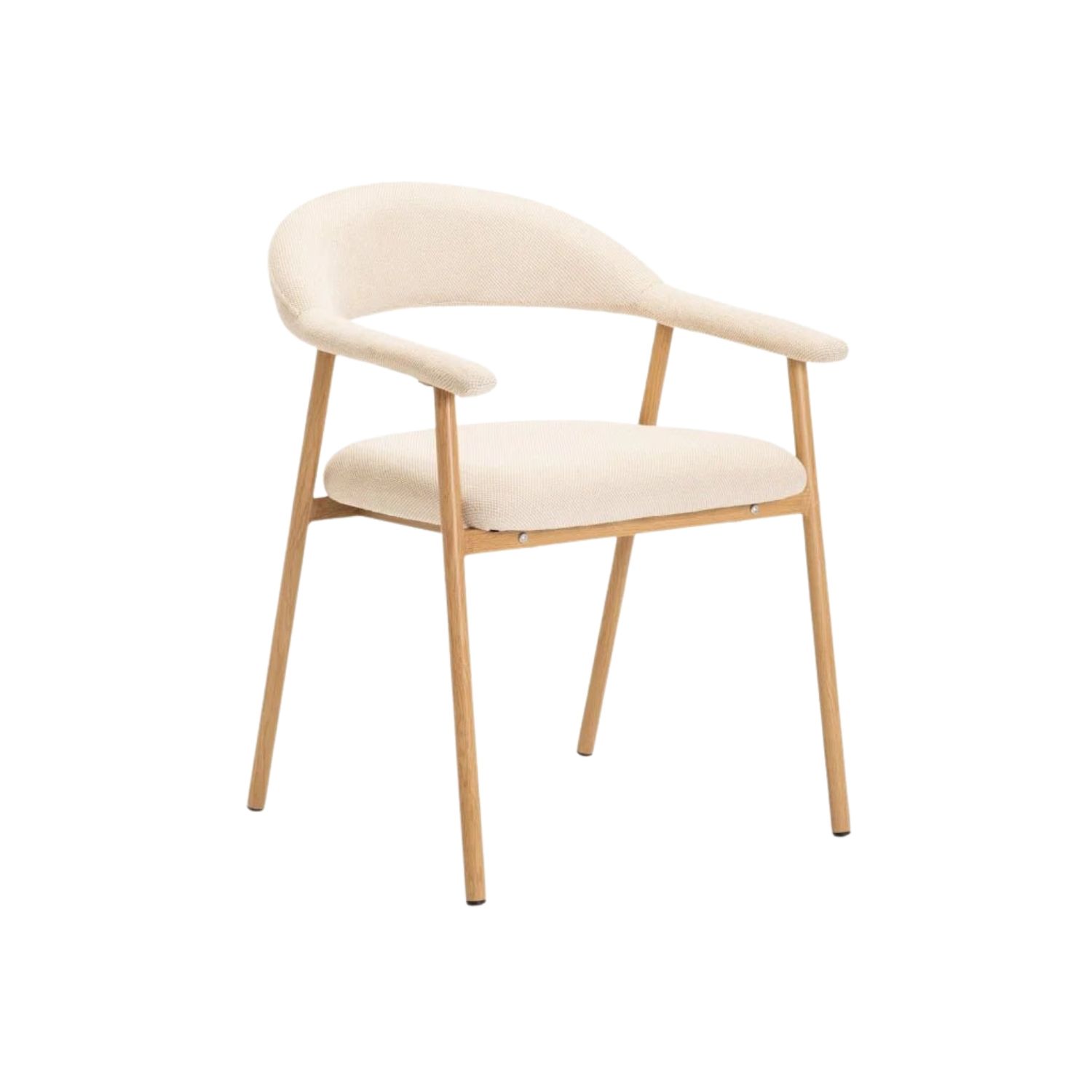 Cream Fabric Dining Chair with Natural Legs