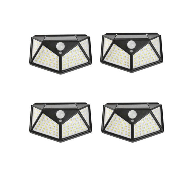 4PCS 100 LED Solar Powered PIR Wall Light With Motion Sensor 100