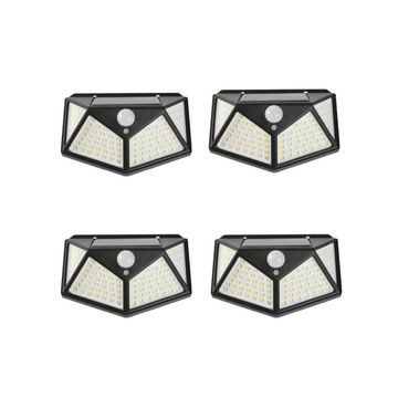 4PCS 100 LED Solar Powered PIR Wall Light With Motion Sensor 100